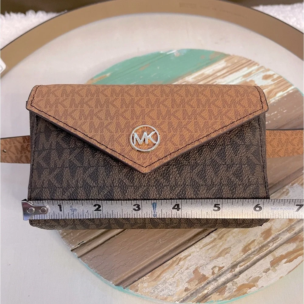 MICHAEL KORS MK Signature Logo Monogram Belt Bag | Brown Signature Logo L/XL